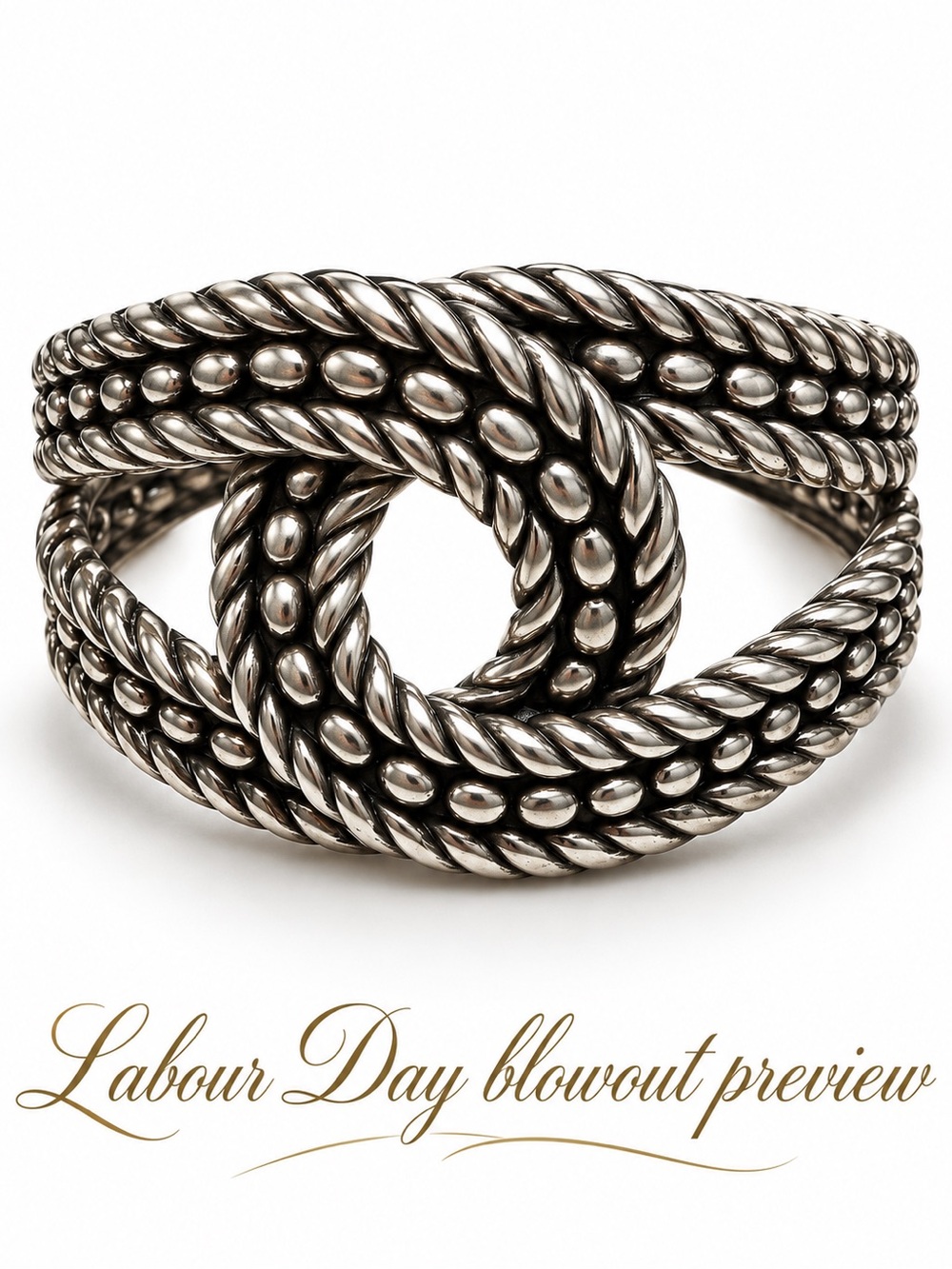 Braided Knot Statement Cuff in Silver